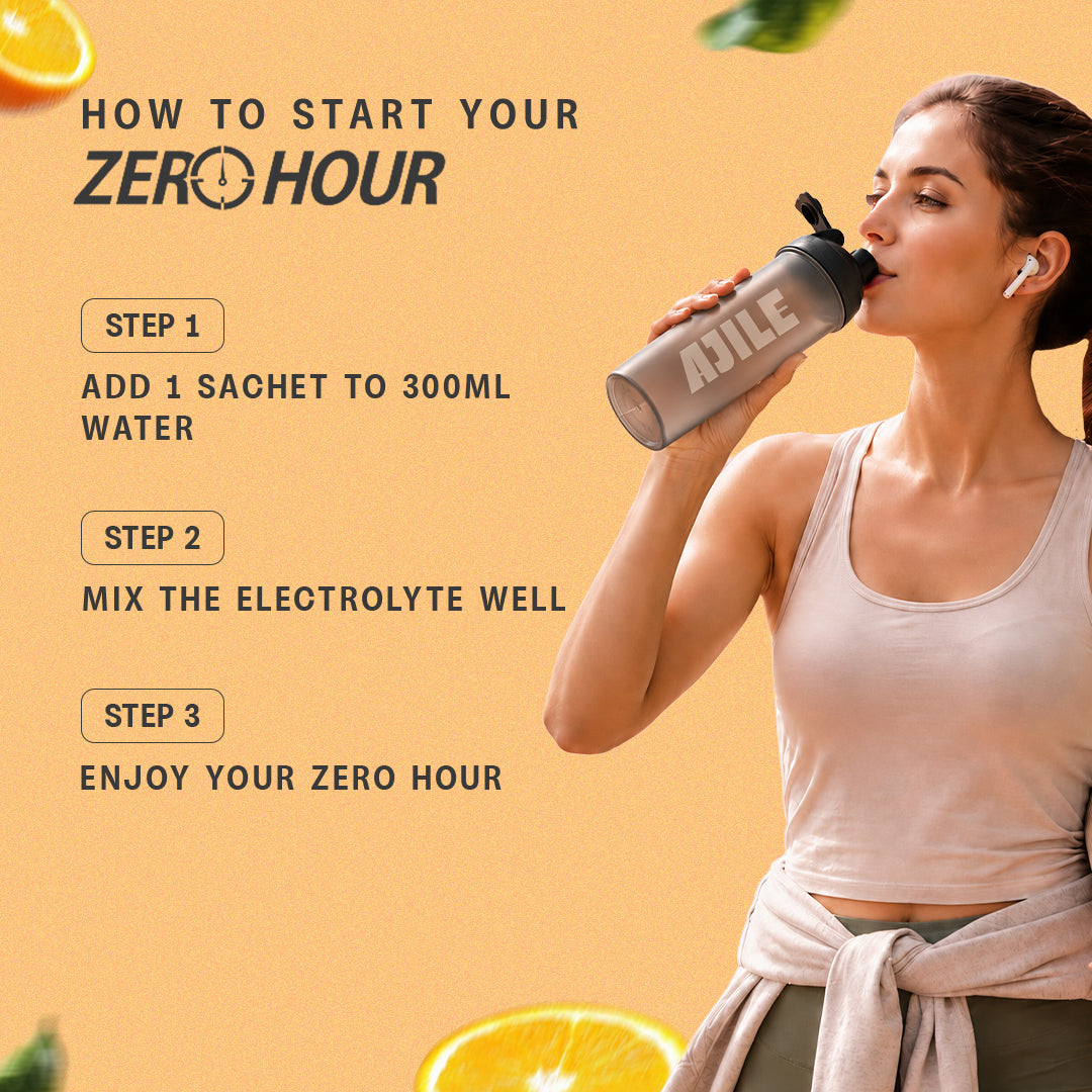 AJILE Zero Sugar Electrolytes Drink Mix - Orange Kombucha - India's #1 Zero Calorie Hydration