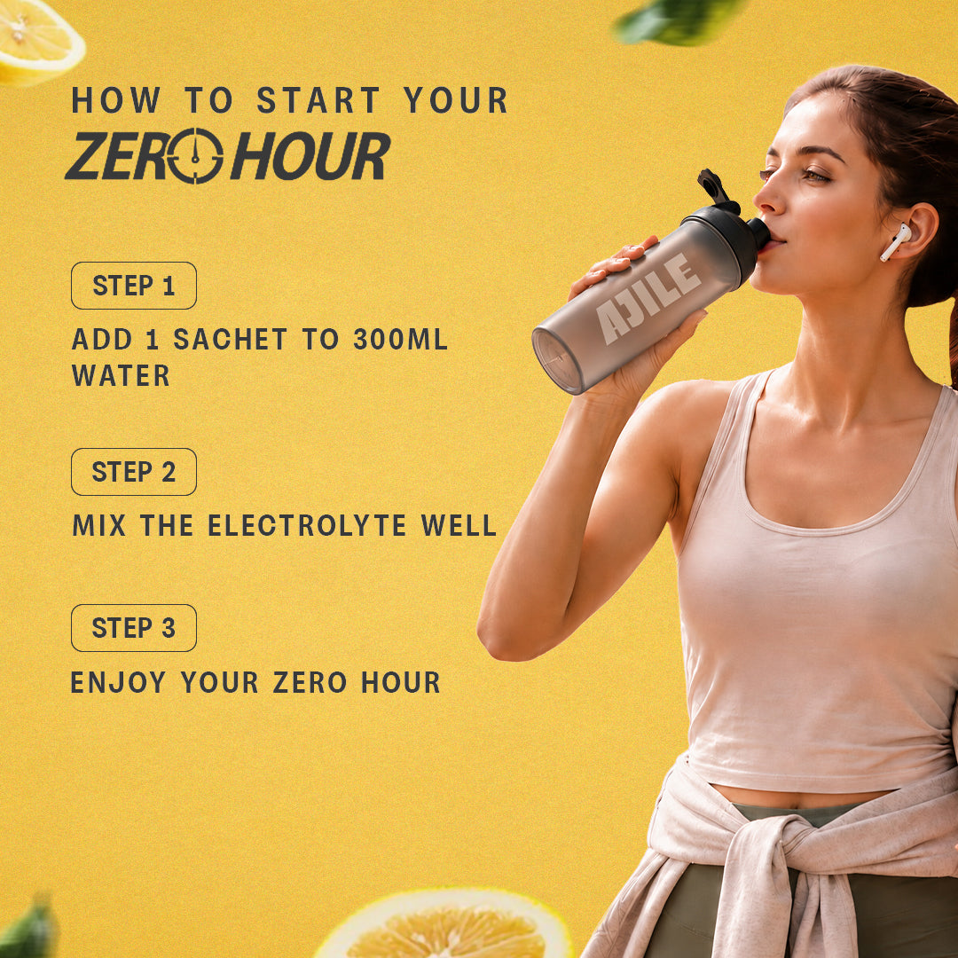 AJILE Zero Sugar Electrolytes Drink Mix - Lime Lemonade - India's #1 Zero Calorie Hydration