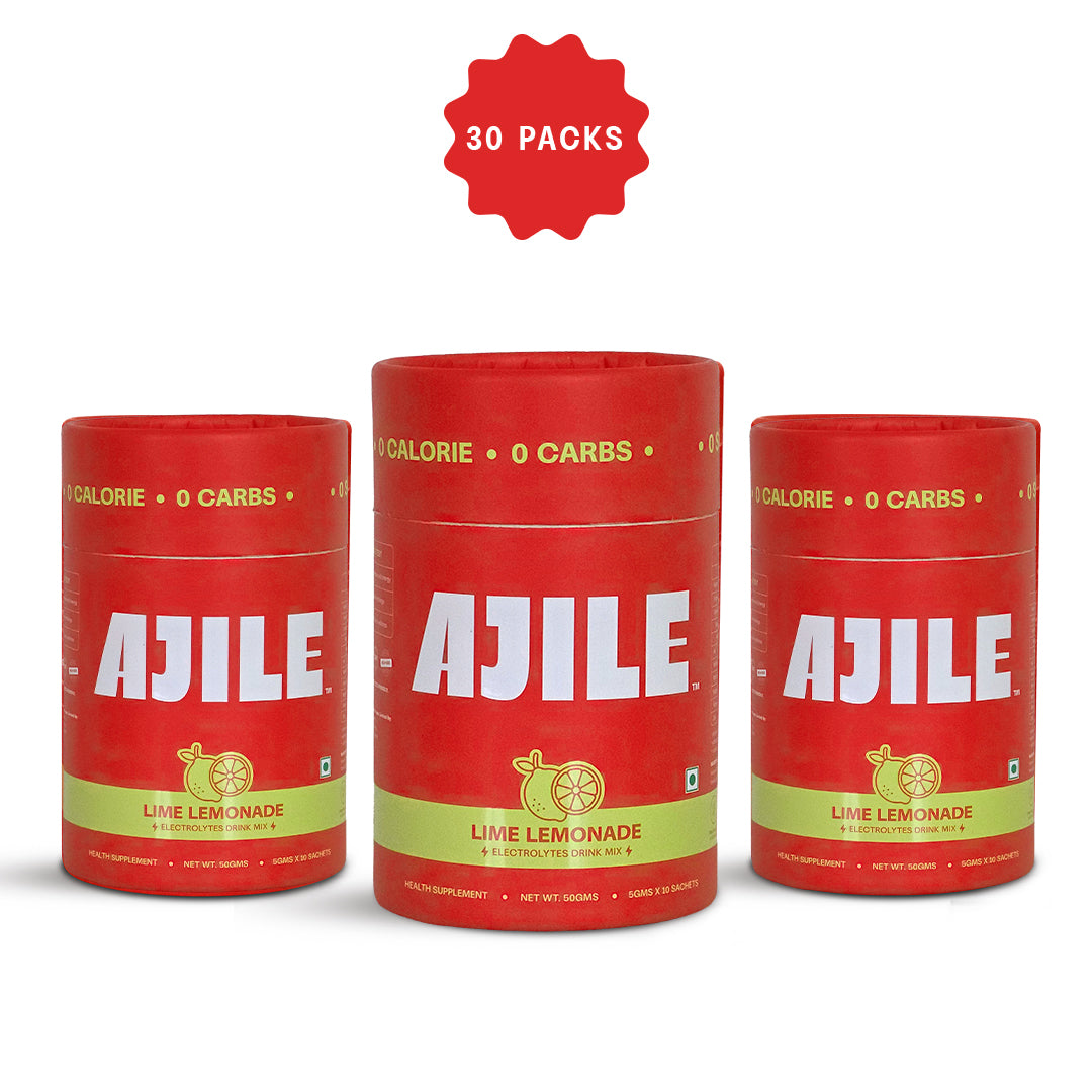 AJILE Zero Sugar Electrolytes Drink Mix - Lime Lemonade - India's #1 Zero Calorie Hydration