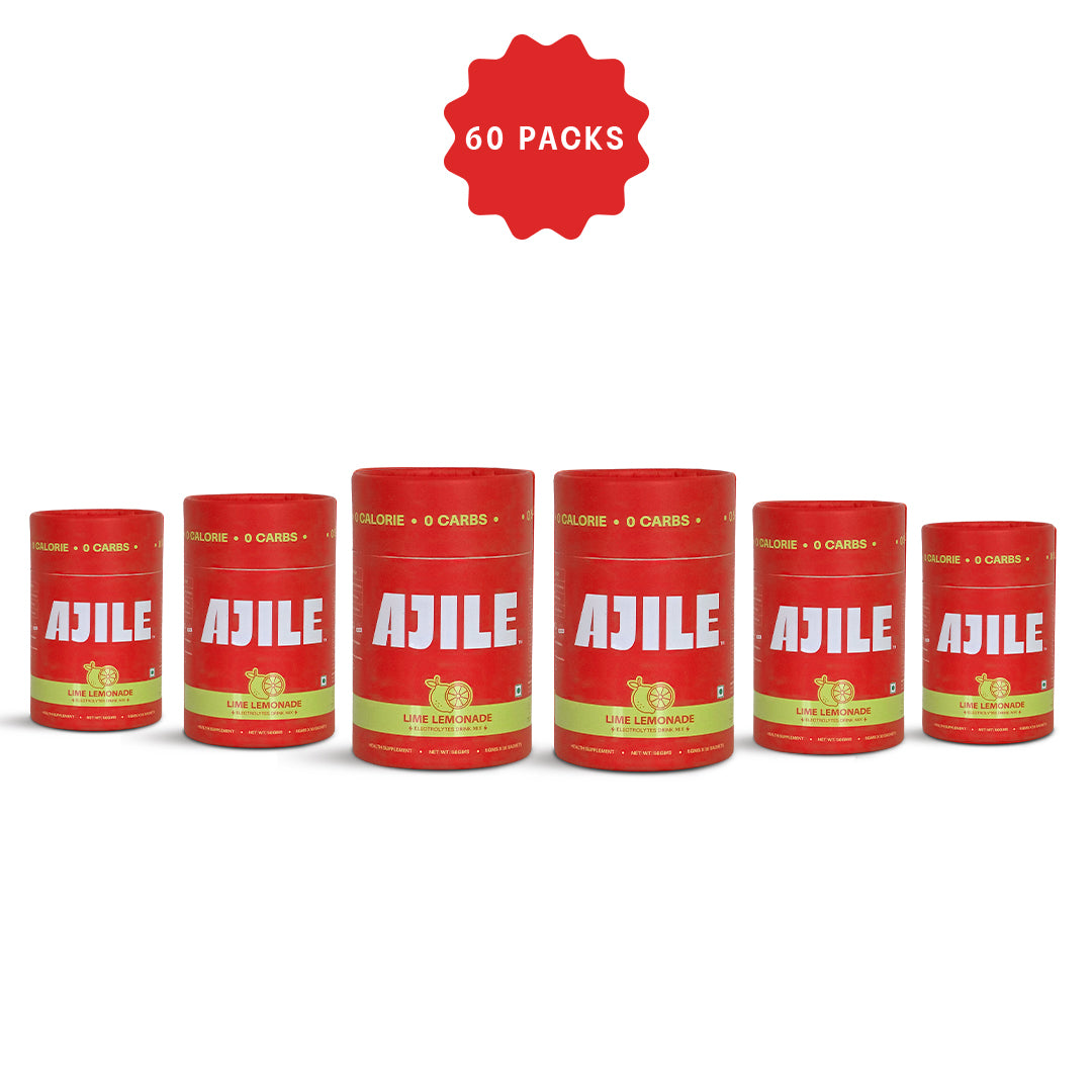 AJILE Zero Sugar Electrolytes Drink Mix - Lime Lemonade - India's #1 Zero Calorie Hydration