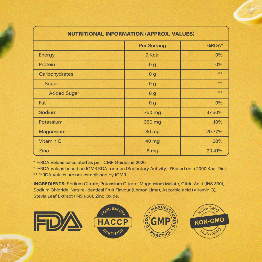 AJILE Zero Sugar Electrolytes Drink Mix - Lime Lemonade - India's #1 Zero Calorie Hydration