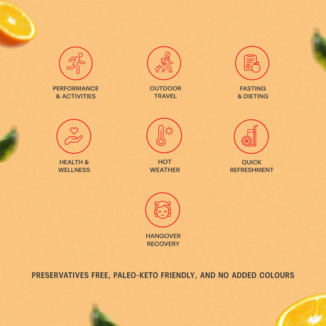 AJILE Zero Sugar Electrolytes Drink Mix - Orange Kombucha - India's #1 Zero Calorie Hydration